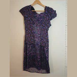 London runway Purple avant-garde silk blend hooded bodycon dress UK8 US4